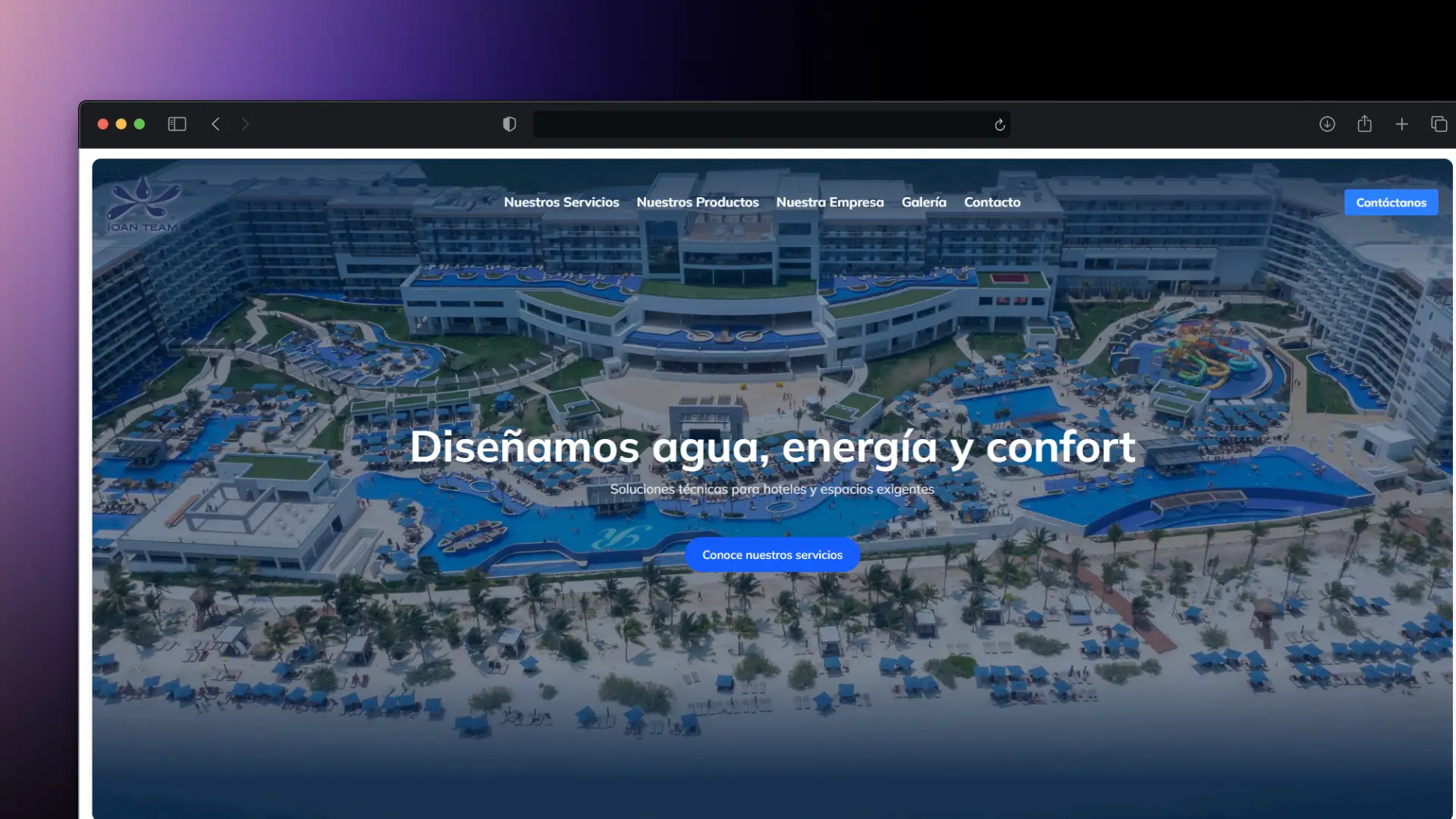Captura de pantalla de Landing Page para Empresa de Estructuras Acuáticas